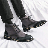 Faux Suede Leather Other Boots Comfortable Lace up Durable Fashion Designers Men Ankle Boots