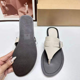 Flip Flops Anti-slip Comfortable PU Leather Non-slip Beach Slides Shoes Flat Sandals