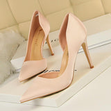 Silk Fashion Wholesale Pointed Pumps Stiletto High Women Royal Blue Heels