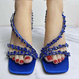 Royal Blue/Green Party Shoes Sexy Design Fashion Slippers Zapatos Mules Summer Sexy Square Heels