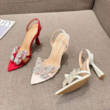 Trendy Color European Fashion Butterfly Strap Lace up Shoes 2024 Female Heels Sandals
