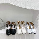 Women's Split-Toe Pig Hoof Shoes Ladies Block Heel Pumps Elastic Band Niche-Designed Horseshoe Quality High Heels