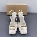 Calzado De Mujer 2025 Summer SquareToe Sandal Slingback Chunky Block High Heels for Women