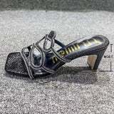 Gold Snake Sandalias Tacones Female Sandals Elegant Ladies 2024 Pencil Sexy Summer Heels