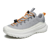 Easy on and off Mens Trail Running Shoes Quick Lacing Hiking Sneakers Thick Sole Athletic Walking Jogging Outdoor Sport Footwear
