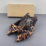 Leopard Chaussure Femme Bow Female Slingback 2025 Heels for Women and Ladies