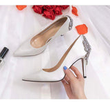 Bride Chaussures a Talons Vert Tacones De Mujer Bling Rhinestone Elegant Women Wedding High Heels for Ladies Pumps Shoes