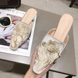 Chaussures Pour Femmes Talon 5CM Pointy Toe Kitten Low Heels Slippers Women Mules Shoes