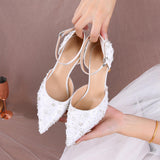 Zapatos De Dama Female White Sandals Ankle Diamond Women's Shoes Rhinestone Heels for Ladies