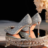 Bling Sequin Quality Silk Chaussures Femme Tendance Female Dress Office Shoes Fashion Heels Women's Pumps