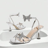 Ladies' Stiletto Heel Sandals with 3D Flower & Enamel Heels, Elegant Character Women Quality High Heel Pumps