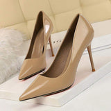 High Quality Tacones De Mujer Newest Fashion Chaussure Femme Nude Women High Heels Jobs Shoes Casual Shoes Thin Heels PU Slip-on