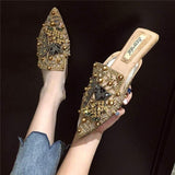 Rhinestone Sandali Donna Femme Summer Slides Loafer Style Flat Women's Sandals for Ladies