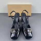 Calzado De Mujer 2025 Summer SquareToe Sandal Slingback Chunky Block High Heels for Women