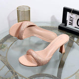 Unique Chaussures Talon Open Toe Summer Pink Green Slipper Heels for Women