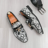 Classic Design Snake Pattern Slip on Durable Good Quality Fashion Tassel Loafer Dress Shoes