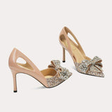 6CM/8CM Talons Pour Femme Rhinestone Bow Fashion Party Shoes Women Pumps Heels for Ladies