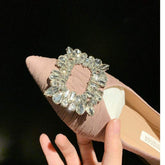 Rhinestone Sandale Femme Elastic Slingback Pumps Slide Flat Bottom Sandals for Ladies Footwear