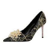Big Size Diamond Pearl Scarpe Donna Tacco Alto Luxury White Wedding Heels for Bride Shoes