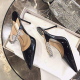 Babouches Femmes Talon Mules Fancy Buckles Pointed Toe Slippers Shoes Women Heels for Ladies
