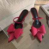 35-43 Bow Slingback Talon Red Color Trending 2025 Women Low Heels for Ladies Shoes