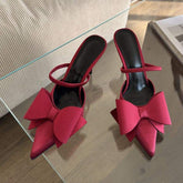 35-43 Bow Slingback Talon Red Color Trending 2025 Women Low Heels for Ladies Shoes