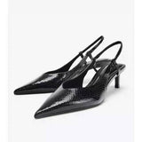 New Arrival Women's Mules: Embossed Pattern Pointed-Toe Versatile Sexy Stiletto Slide Heels
