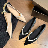 Anti-slip Sandale Handmade Pumps Shoe Pearl Decoration Flat 2025 Sandals for Women