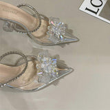 2025 New Stylish Chaussur Talon Haut Femm Summer Silver Rhinestone Shoes Women's Sandals
