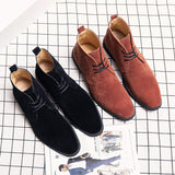 Point Toe High Ankle Reflective Men Faux Suede Boots