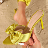 New Fashion Chaussure Femme Sandales Luxe Slides Bow Fashion Shoes Kitten Heels for Ladies