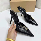 Pointed Toe Buckle Strap+Ankle Strap Durable Quality Women High Heel Shoes Classic Sexy Ladies Heeled Sandals