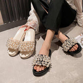 Big Pearl New Design Slippers Outdoor Casual Flat Women Sandals for Ladies