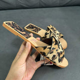 Summer New Arrival Women's Non-Slip Flat Slippers - Leopard Print Casual Open-Toe Ladies Home Slippers