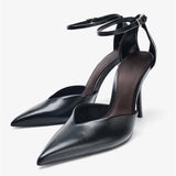 Sandales a Talons Hauts Women's High-Heel Pumps Toe-Covered Elegant Lady's Sexy Heeled Sandals With Ankle Strap