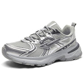 New Silver Metallic Y2K Fashion Sneakers for Men Women Retro Chunky Dad Shoes Breathable Mesh Walking Athletic Casual Streetwear