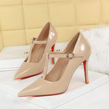 New Trendy Buckle Closed Toe Pumps Women's Trendy Heels for Ladies