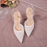 White Talons Dames Luxury Wedding Slingback Sandals Shoes Women Heel for Ladies