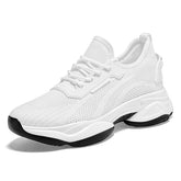 Breathable Knit Walking Shoes Lightweight Lace up Sneakers With Cushioned Thick Sole for Daily Comfort and Casual Outdoor Wear
