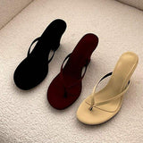 Hot Selling Square Toe Flip Flops Chunky Low Slippers Shoes Lady Heels for Ladies