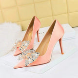 Sandalias Con Tacon Thin Trendy Pointed Toe Bow 2025 Heels for Women