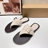 Flip Flops Anti-slip Comfortable PU Leather Non-slip Beach Slides Shoes Flat Sandals