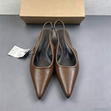 Women Pointed Toe Slingback Kitten Heels Comfortable Office Dress Shoes Low Heel Pumps for Professional Workwear Black Brown