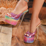 Rainbow Sandalia Con Plataformas New Arrival Peep Toe 2026 Cute Female Stiletto Platform Heels for Women
