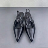 Women Pointed Toe Slingback Kitten Heels Comfortable Office Dress Shoes Low Heel Pumps for Professional Workwear Black Brown