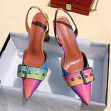 Soulier Femme Talon 2025 New Fancy Buckles Designer Elegant Pumps Middle High Luxury Heel for Women and Lady