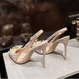 Party Wedding Chaussures Femme a Talon Rhinestone Decoration Slingback Elegant Lady Stilettos 2024 Heels for Women
