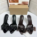 New Style 2025 Ice-Transparent Jelly Gel 9cm Bowknot Stiletto Heel Backless Peep-Toe Women's High-Heeled Sandals