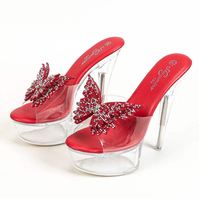 Sandalias Mujer Plataforma Latest Design Elegant Clear Party Platform Sandals for Women and Ladies