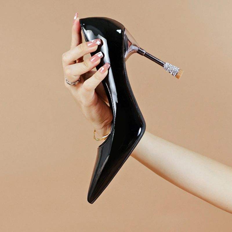 31-44 Large Size Zapatos Mujer De Fiesta Glossy Leather Office Pumps Elegant Ladies 2024 Heels for Women Shoes
